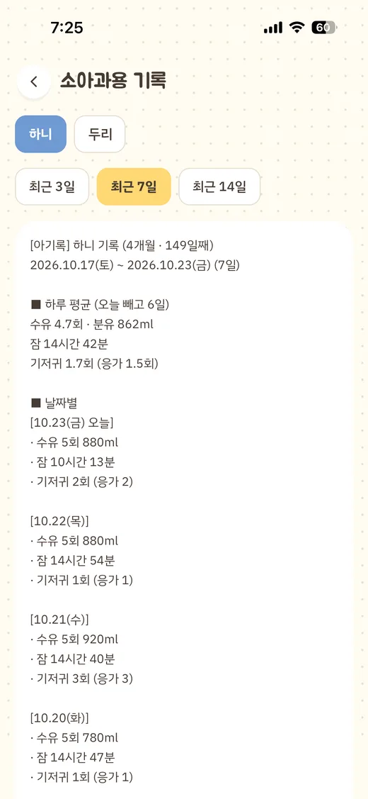소아과용 기록